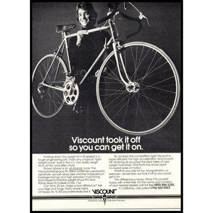 1976 Viscount Aerospace Pro Bicycle Vintage Print Ad 10 Speed Cycling Wall Art